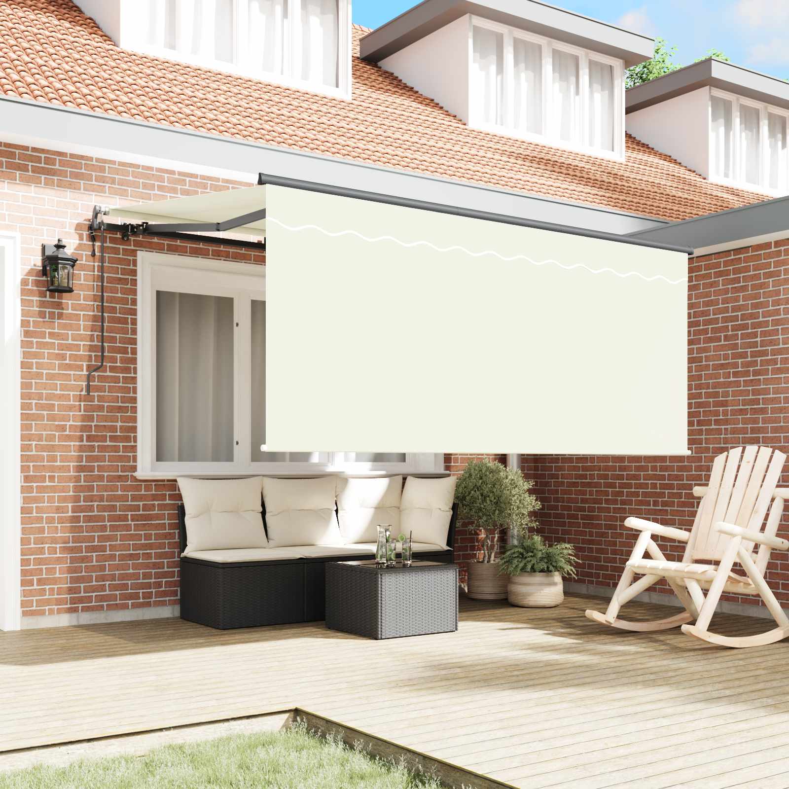 vidaXL Markiza zwijana Kremowy 300 x 200 cm tkanina