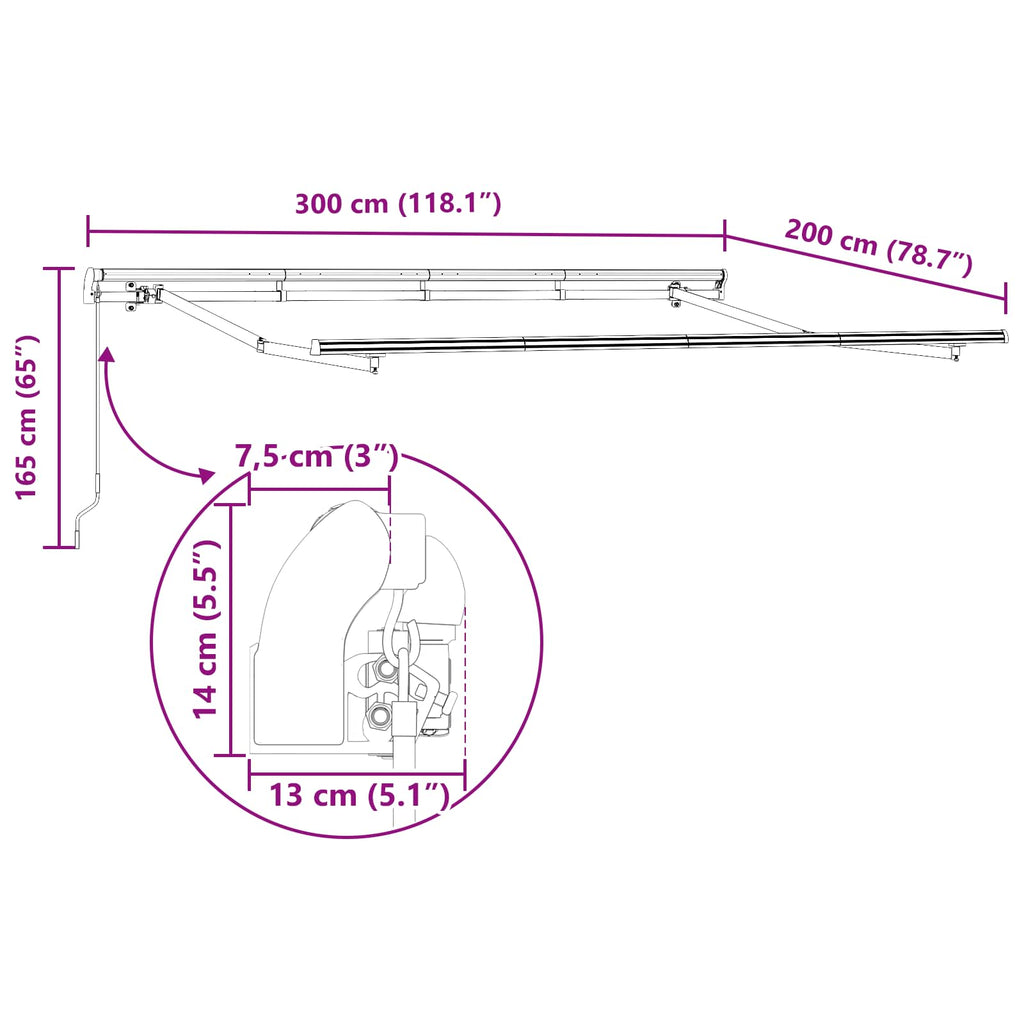 vidaXL Markiza zwijana Żółty 300 x 200 cm tkanina