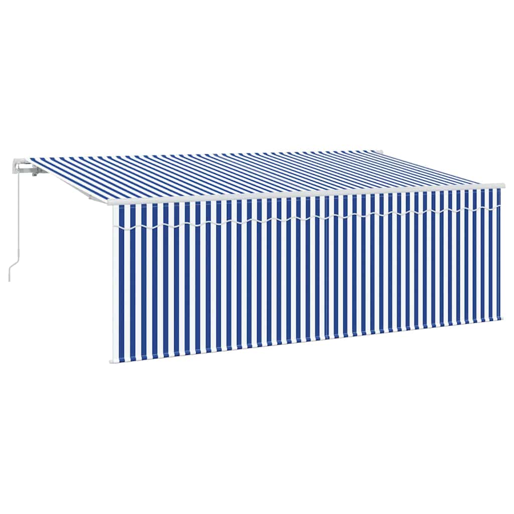 vidaXL Markiza zwijana Paski Niebieski 350 x 200 cm tkanina