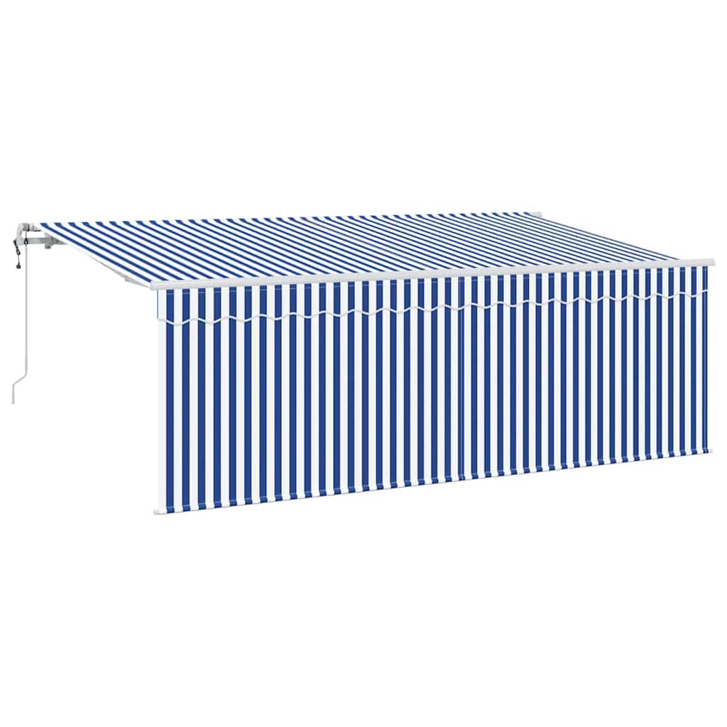 vidaXL Markiza zwijana Paski Niebieski 350 x 200 cm tkanina