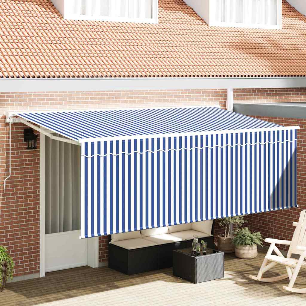 vidaXL Markiza wysuwana Niebieski i biały 400 x 200 cm