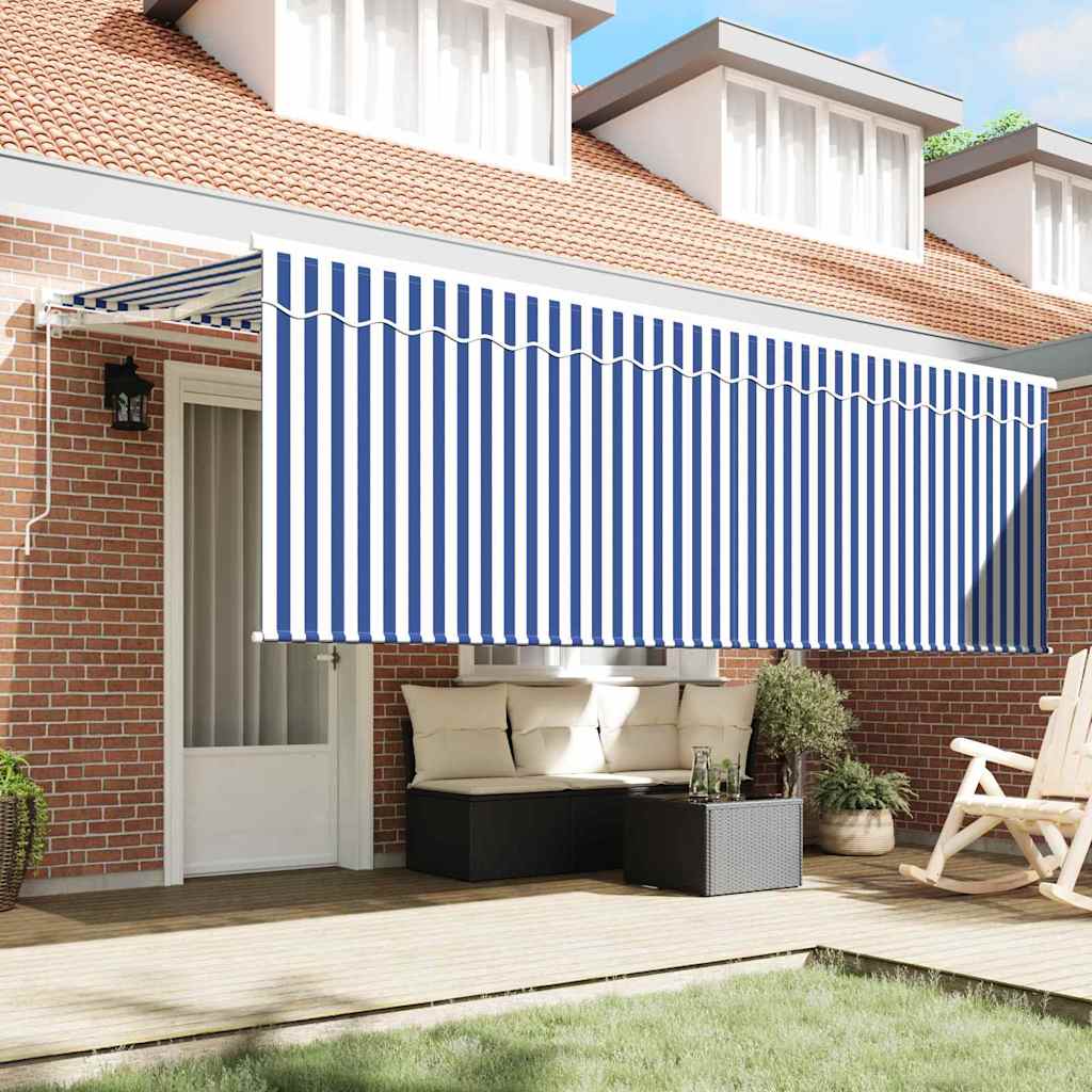 vidaXL Markiza wysuwana Niebieski i biały 400 x 200 cm