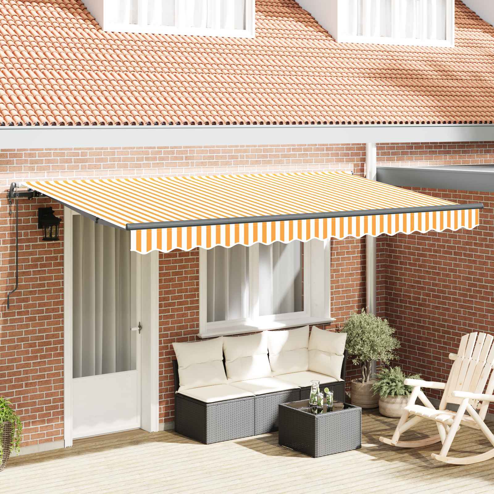 vidaXL Markiza zwijana Żółty 400 x 200 cm tkanina
