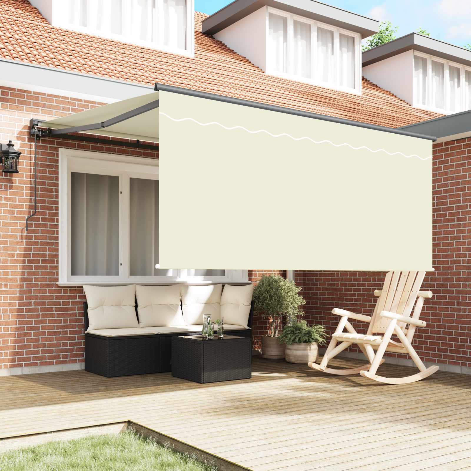 vidaXL Markiza zwijana Kremowy 300 x 250 cm Poliester i aluminium