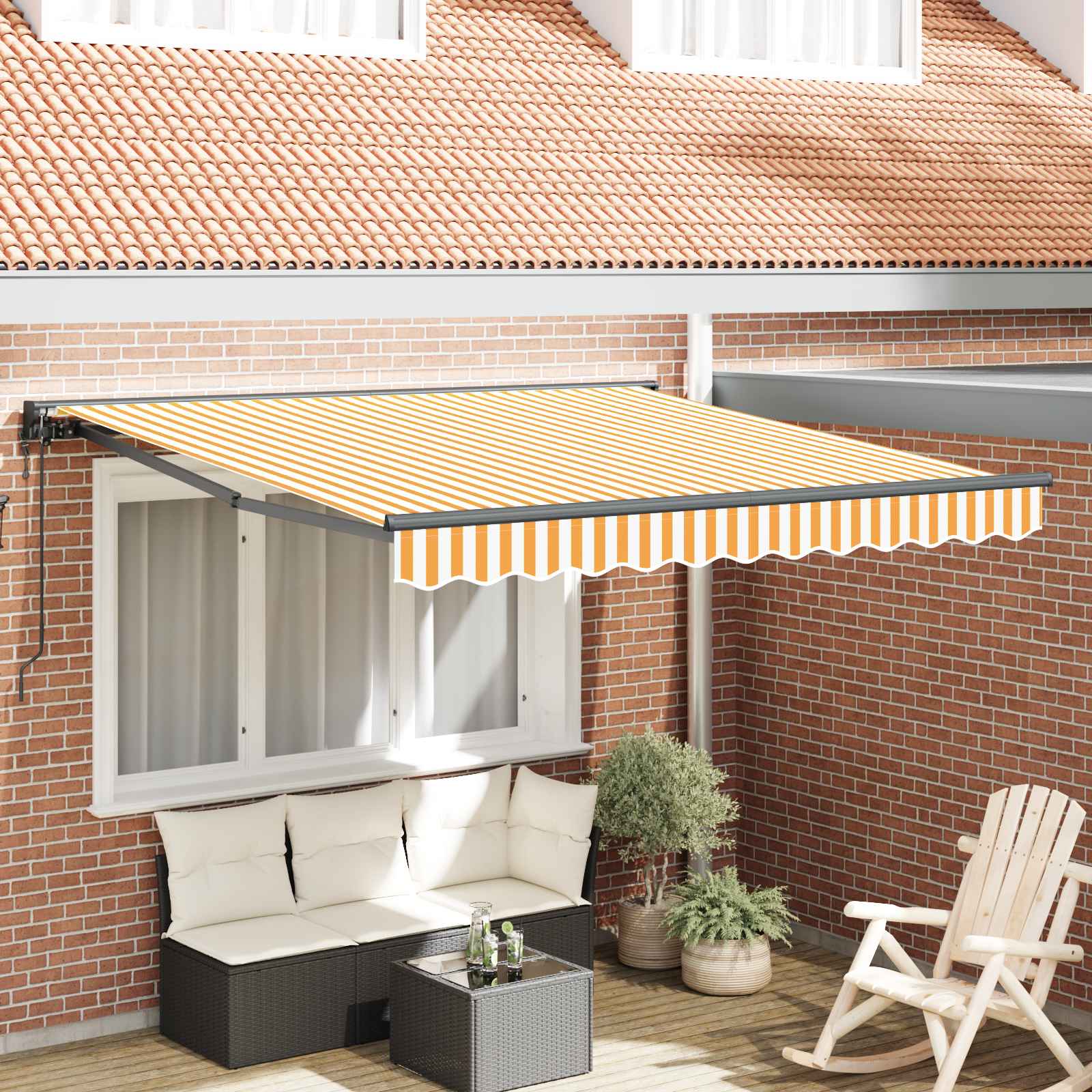 vidaXL Rama markizy Żółty i Biały 300 x 250 cm Poliester z powłoką PU