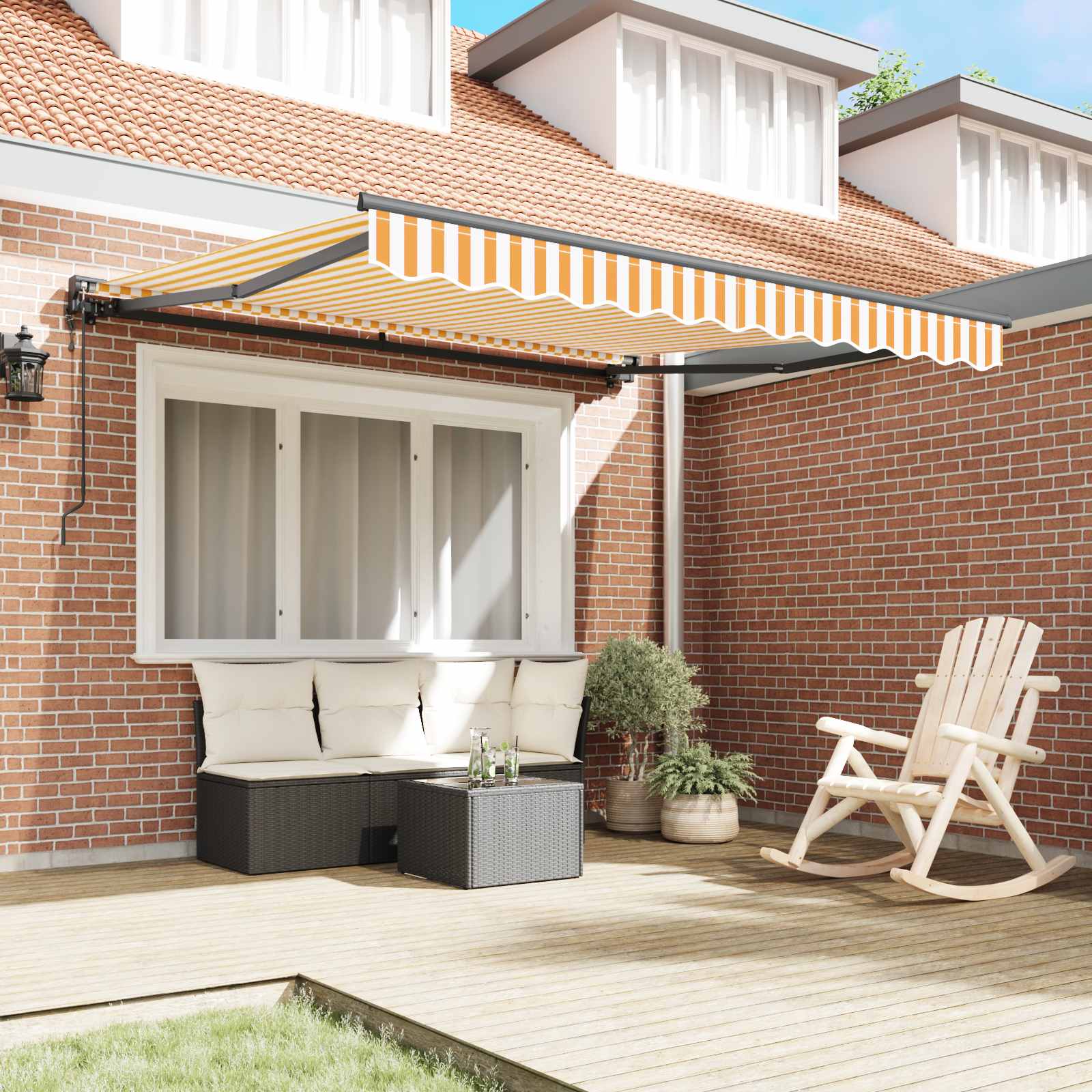 vidaXL Rama markizy Żółty i Biały 300 x 250 cm Poliester z powłoką PU