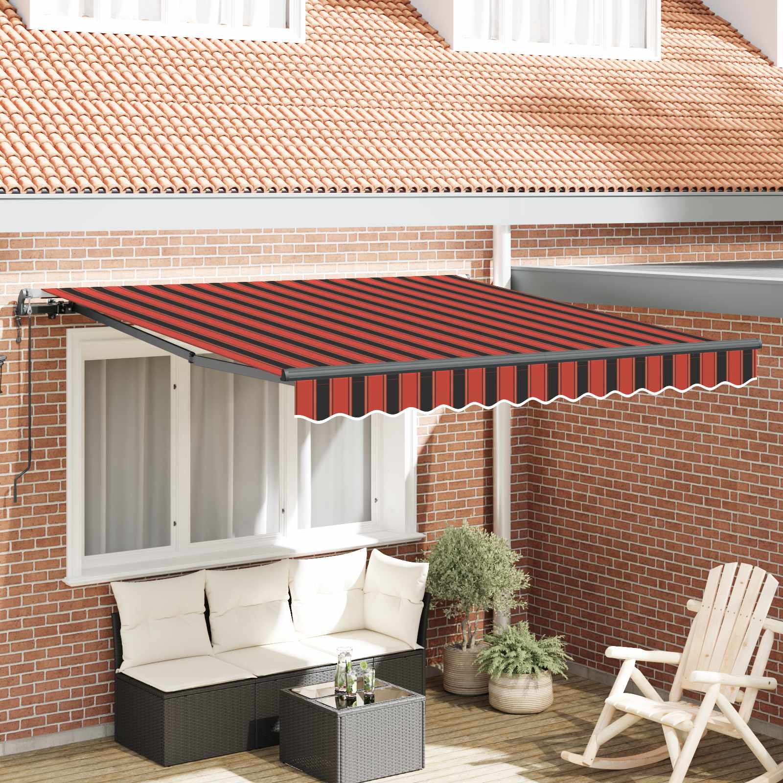 vidaXL Markiza wysuwana pomarańczowy i brązowy 300 x 250 cm