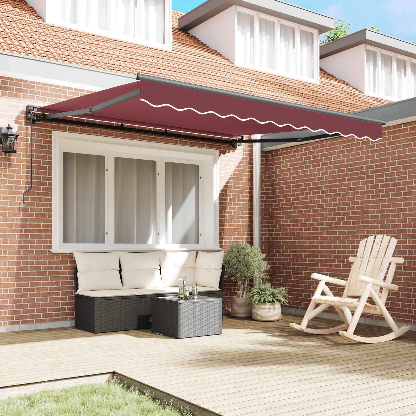 vidaXL Rama markizy bordowy 300 x 250 cm Poliester z powłoką PU