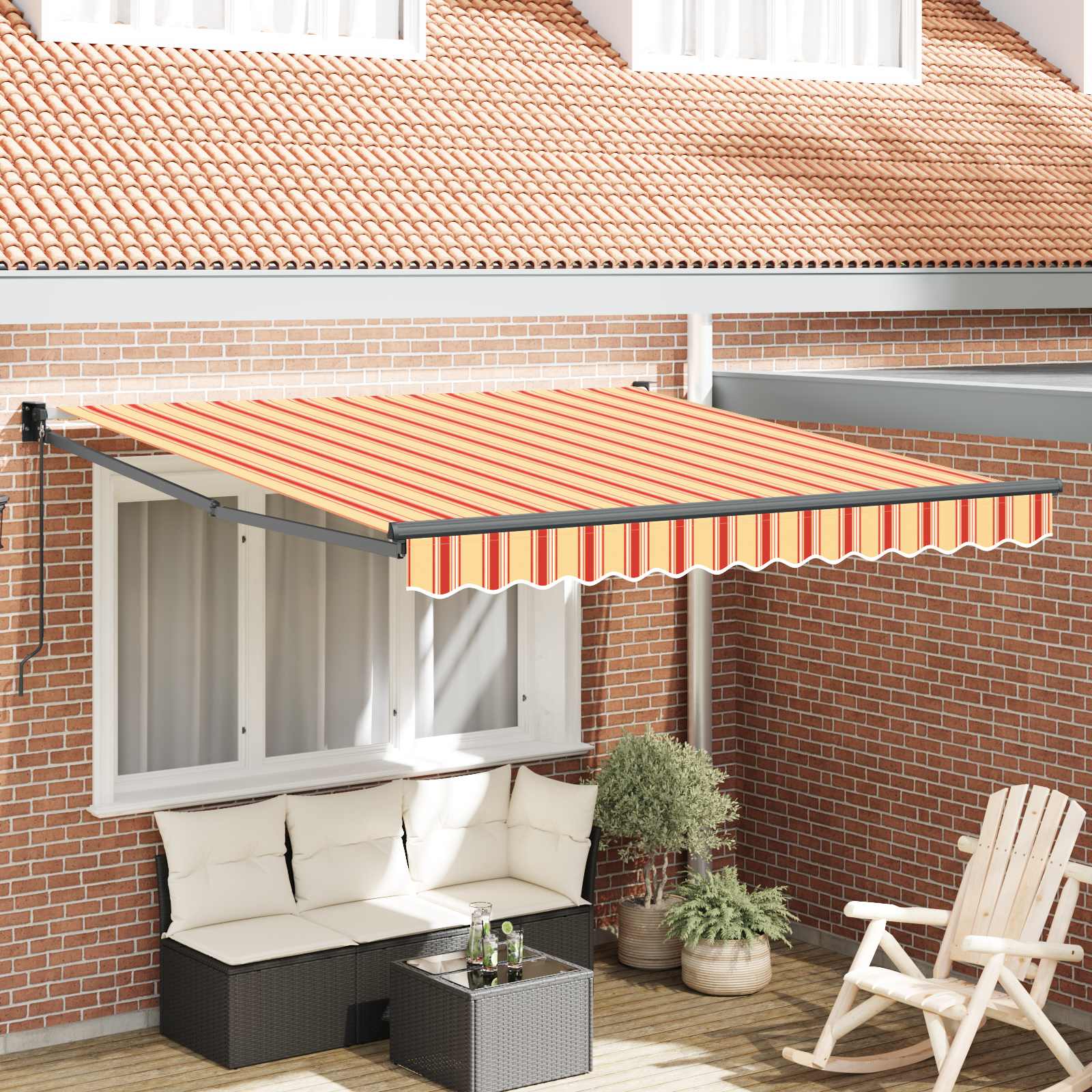 vidaXL Markiza wysuwana Żółty i pomarańczowy 300 x 250 cm