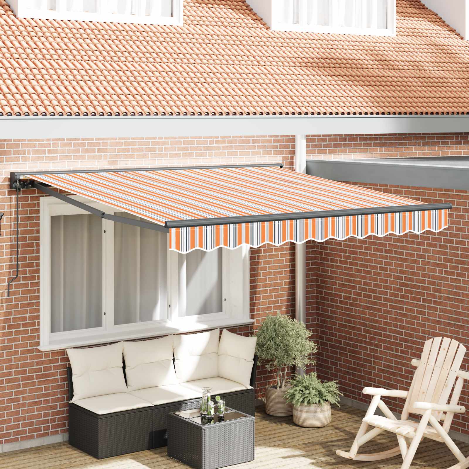vidaXL Rama markizy Niebieski i Pomarańczowy 300 x 250 cm