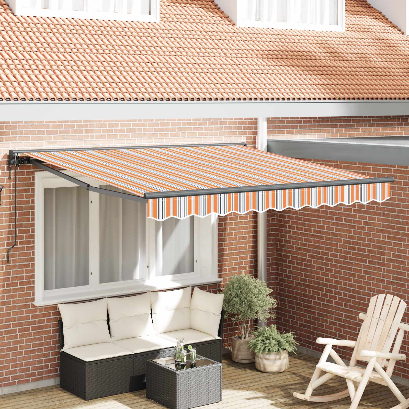 vidaXL Rama markizy Niebieski i Pomarańczowy 300 x 250 cm