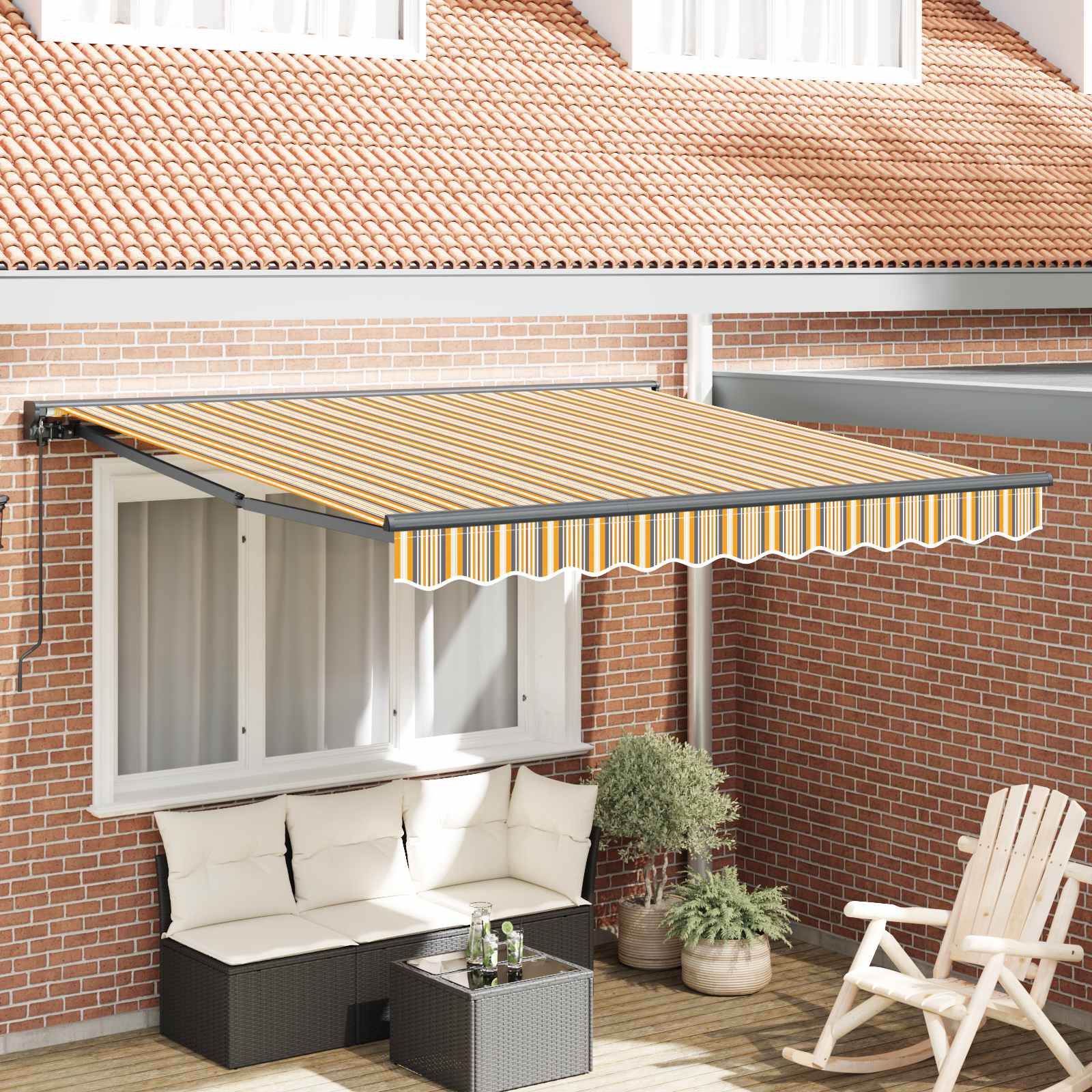 vidaXL Rama markizy Żółty i Szary 300 x 250 cm Poliester z powłoką PU