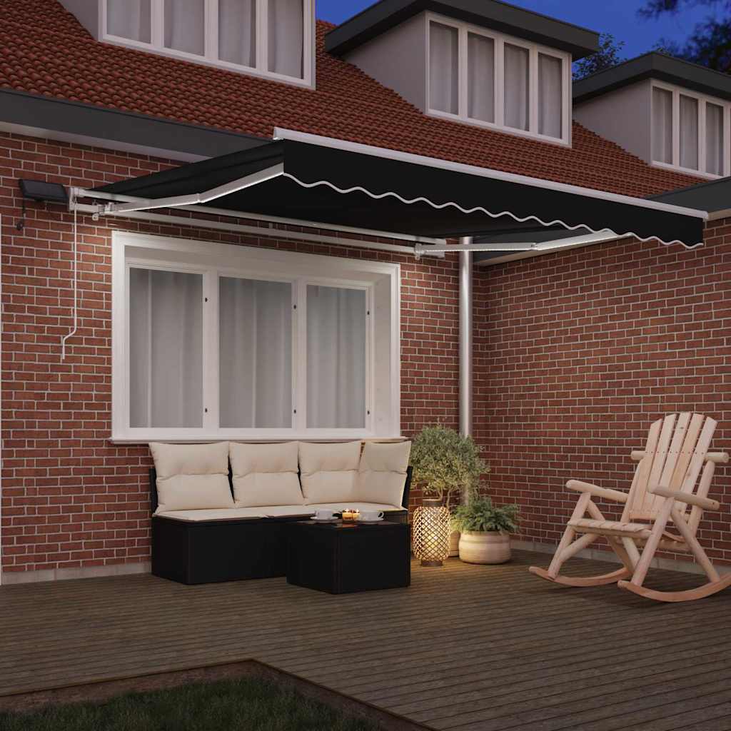 vidaXL Markiza wysuwana Czarny 300 x 250 cm Tkanina i aluminium