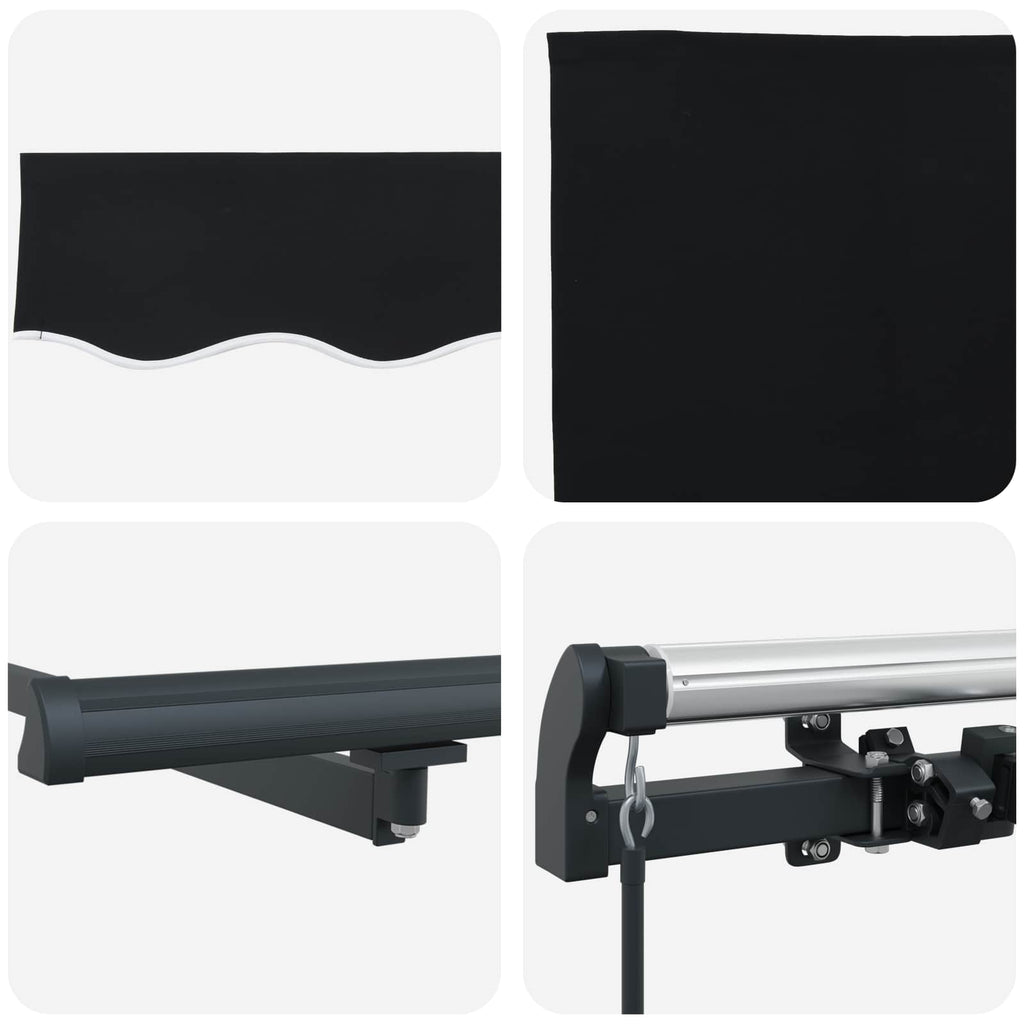 vidaXL Markiza zwijana Czarny 300 x 250 cm Poliester i Stal