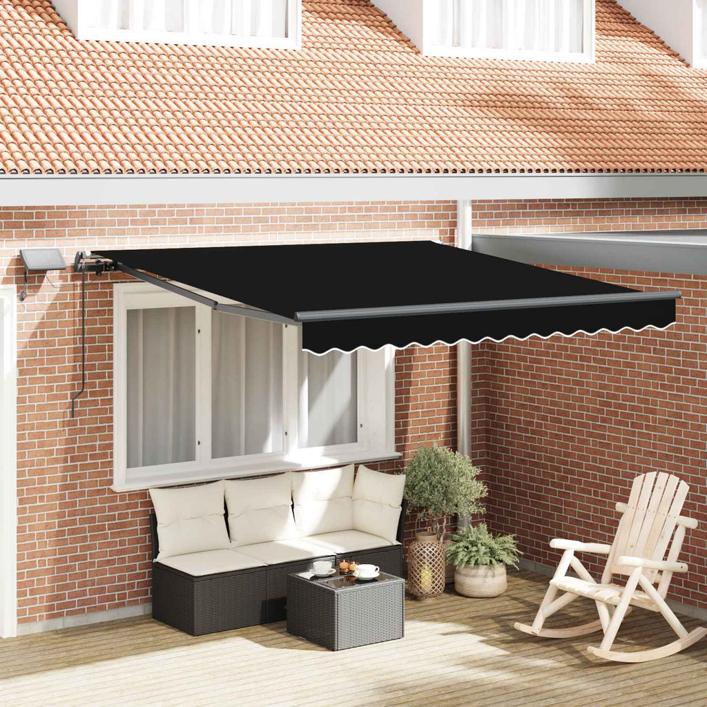 vidaXL Markiza wysuwana Czarny 300 x 250 cm Tkanina i aluminium