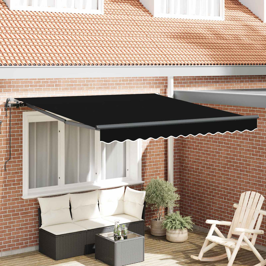 vidaXL Markiza wysuwana Czarny 300 x 250 cm Tkanina i aluminium