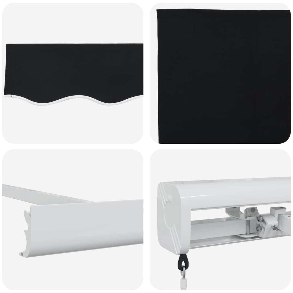 vidaXL Markiza wysuwana Czarny 300 x 250 cm Canvas i Aluminium