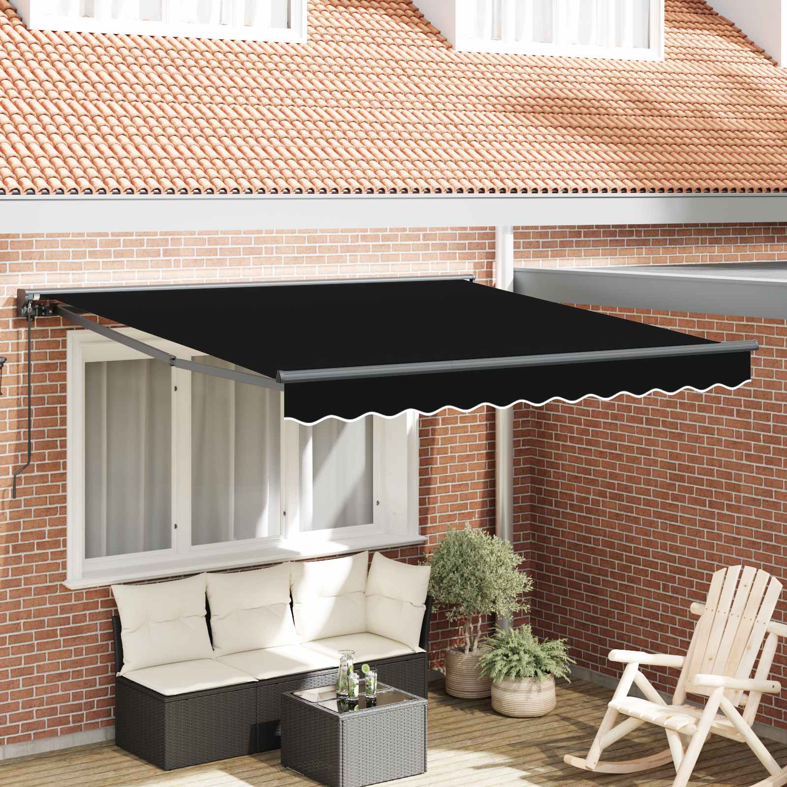 vidaXL Rama markizy Czarny 300 x 250 cm Poliester z powłoką PU