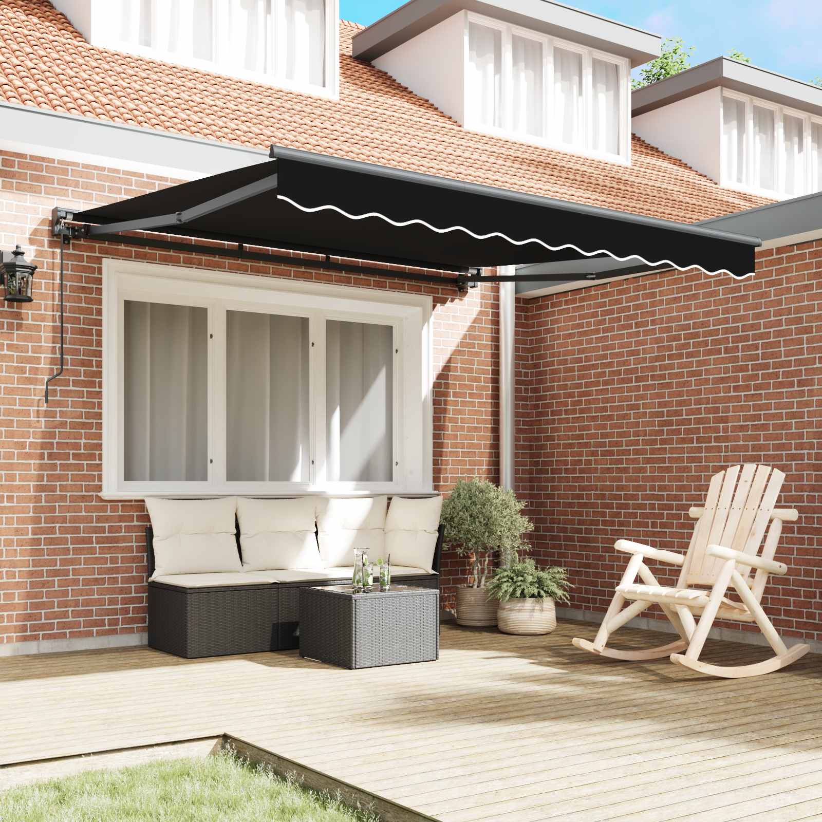 vidaXL Rama markizy Czarny 300 x 250 cm Poliester z powłoką PU