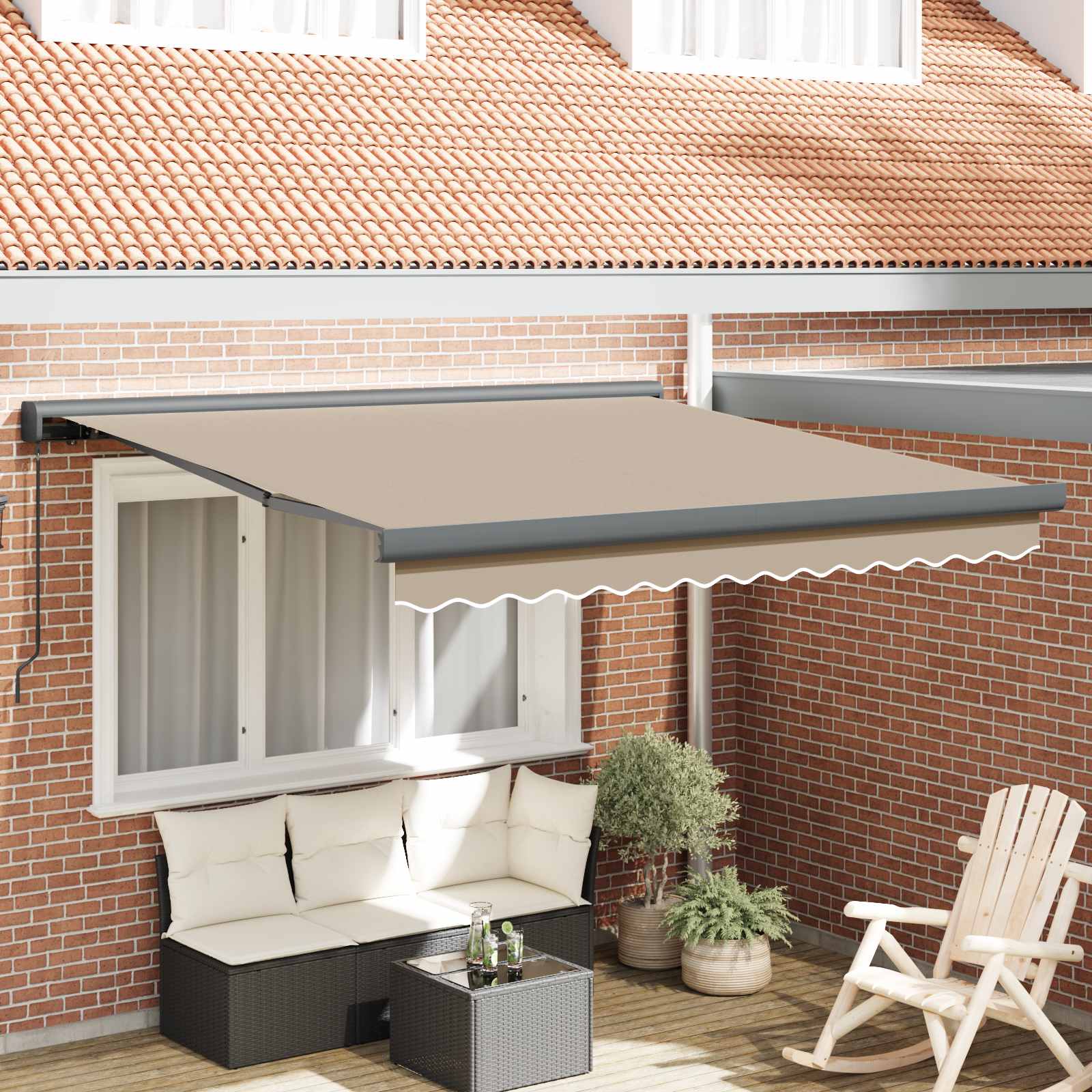 vidaXL Markiza wysuwana Beżowy 300 x 250 cm Canvas i Aluminium