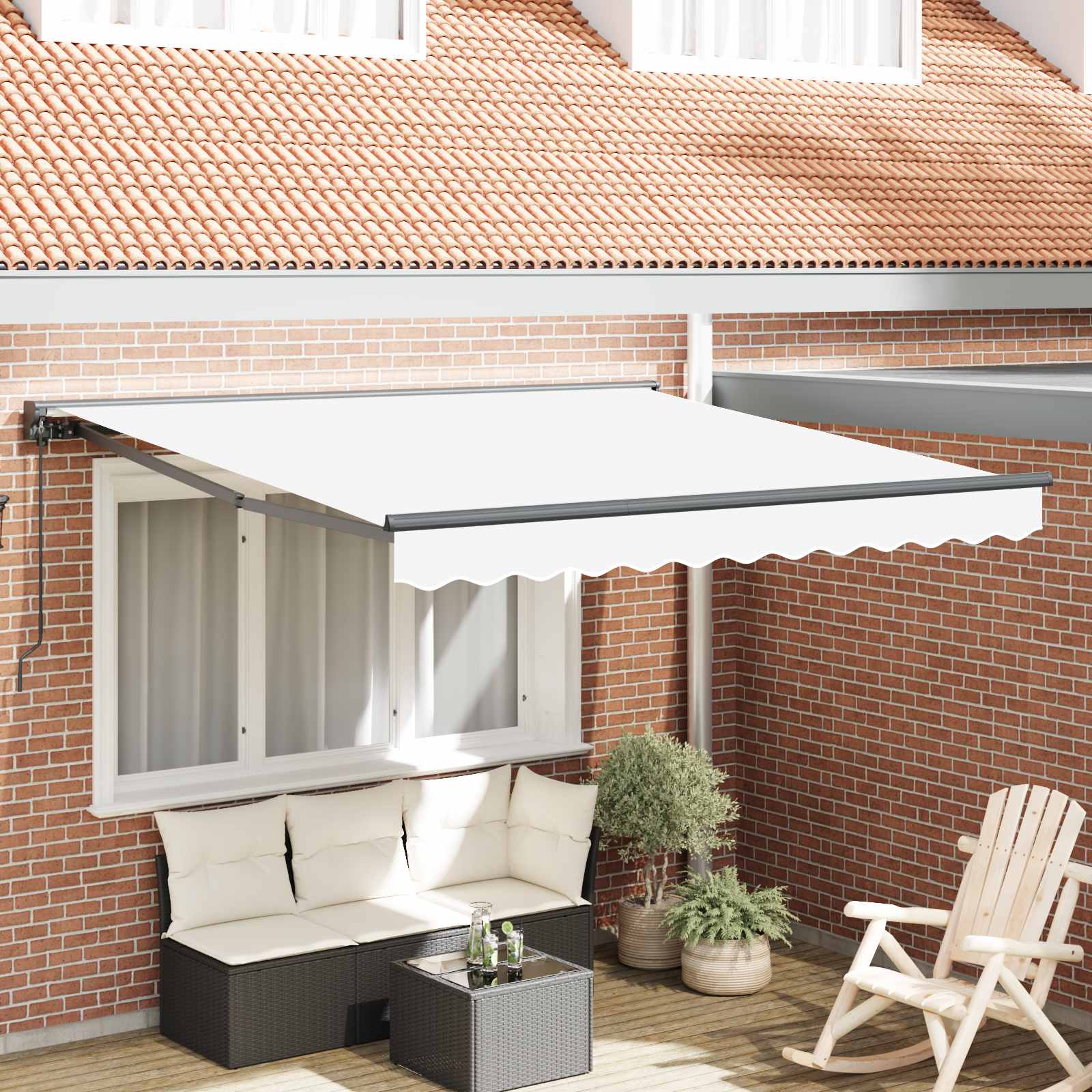 vidaXL Rama markizy Biały 300 x 250 cm Poliester z powłoką PU