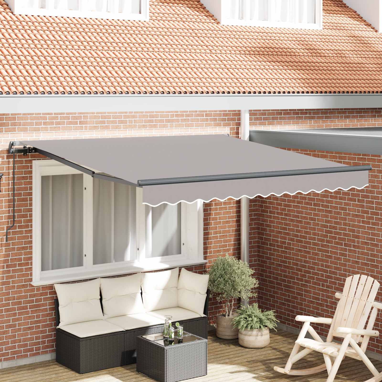 vidaXL Markiza wysuwana jasnoszary 300 x 250 cm Poliester i aluminium