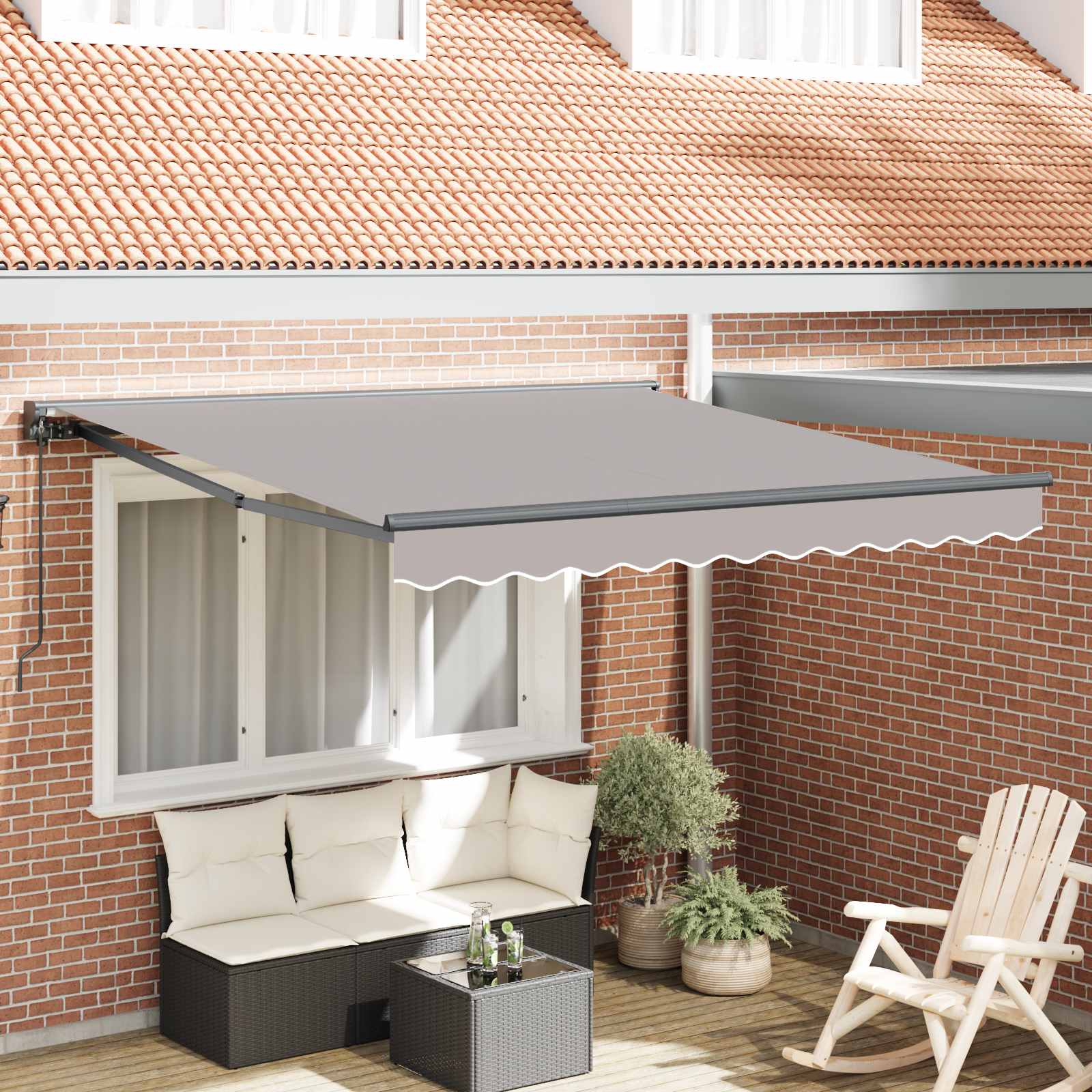 vidaXL Rama markizy Jasnoszary 300 x 250 cm Poliester z powłoką PU