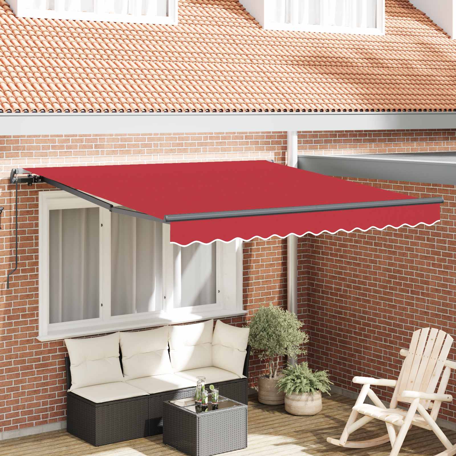 vidaXL Markiza zwijana Czerwony 300 x 250 cm Poliester i Stal