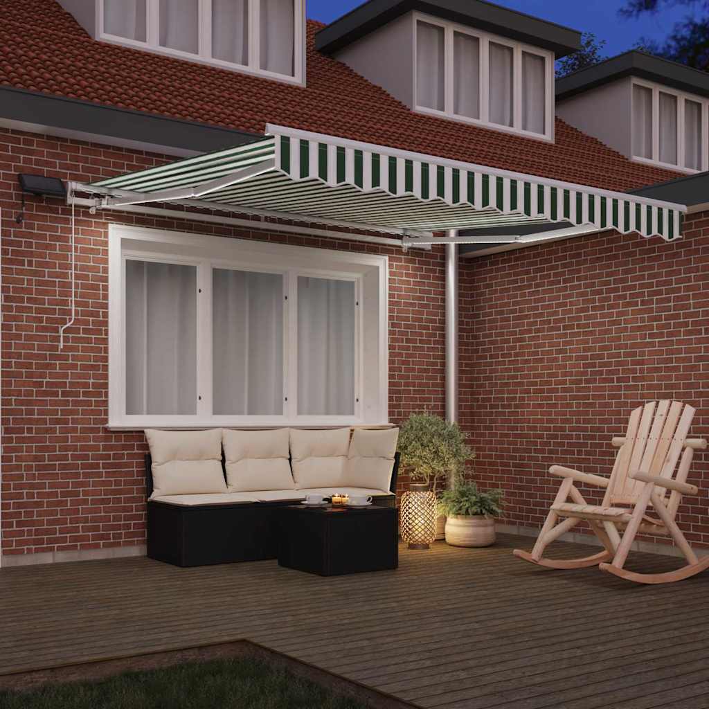 vidaXL Markiza wysuwana Zielony i Biały 300 x 250 cm