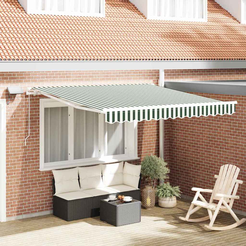 vidaXL Markiza wysuwana Zielony i Biały 300 x 250 cm