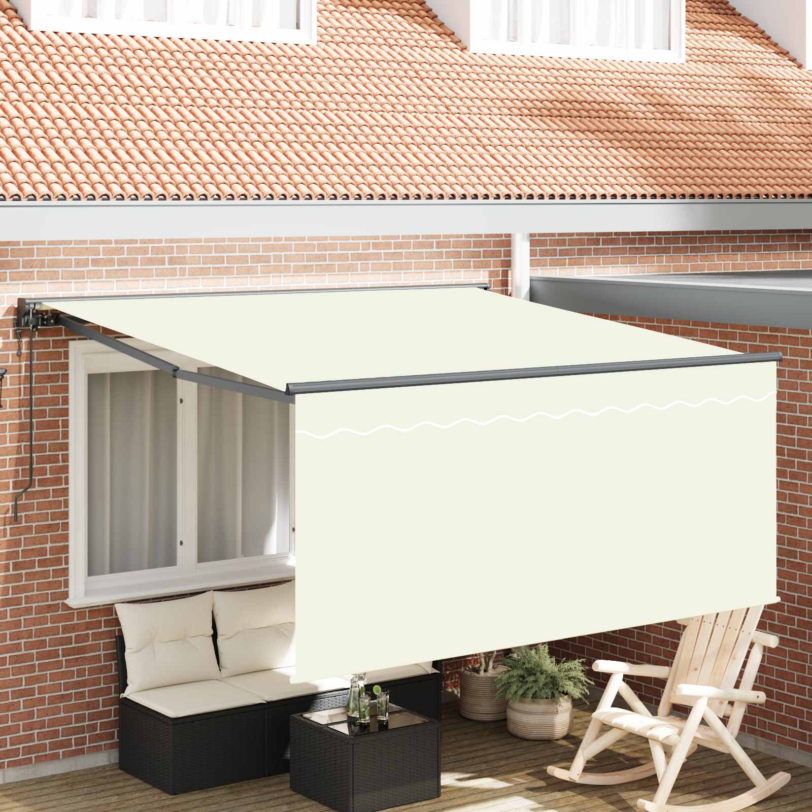 vidaXL Markiza zwijana Kremowy 350 x 250 cm Poliester i aluminium