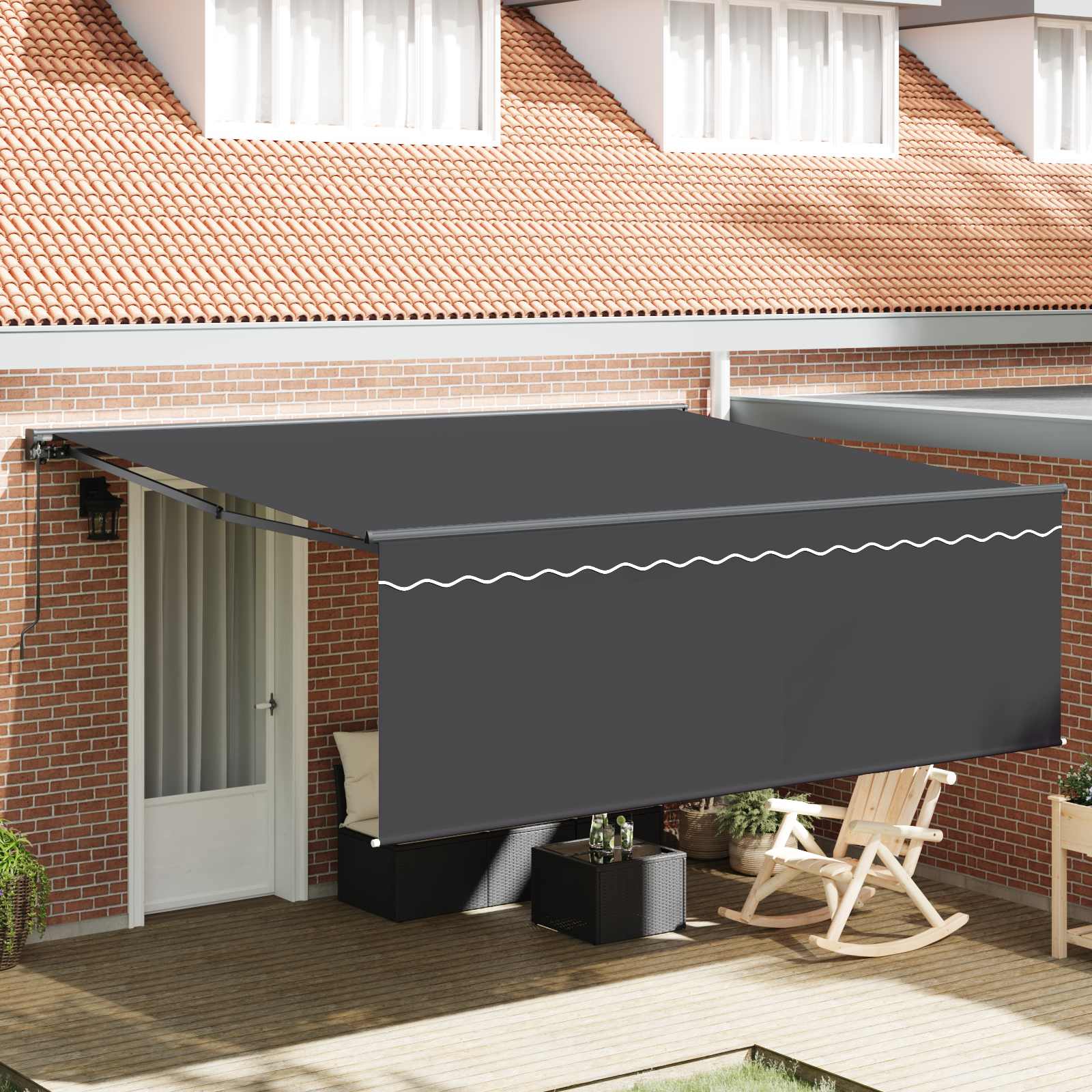vidaXL Rama markizy Żółty i Biały 350 x 250 cm Poliester z powłoką PU