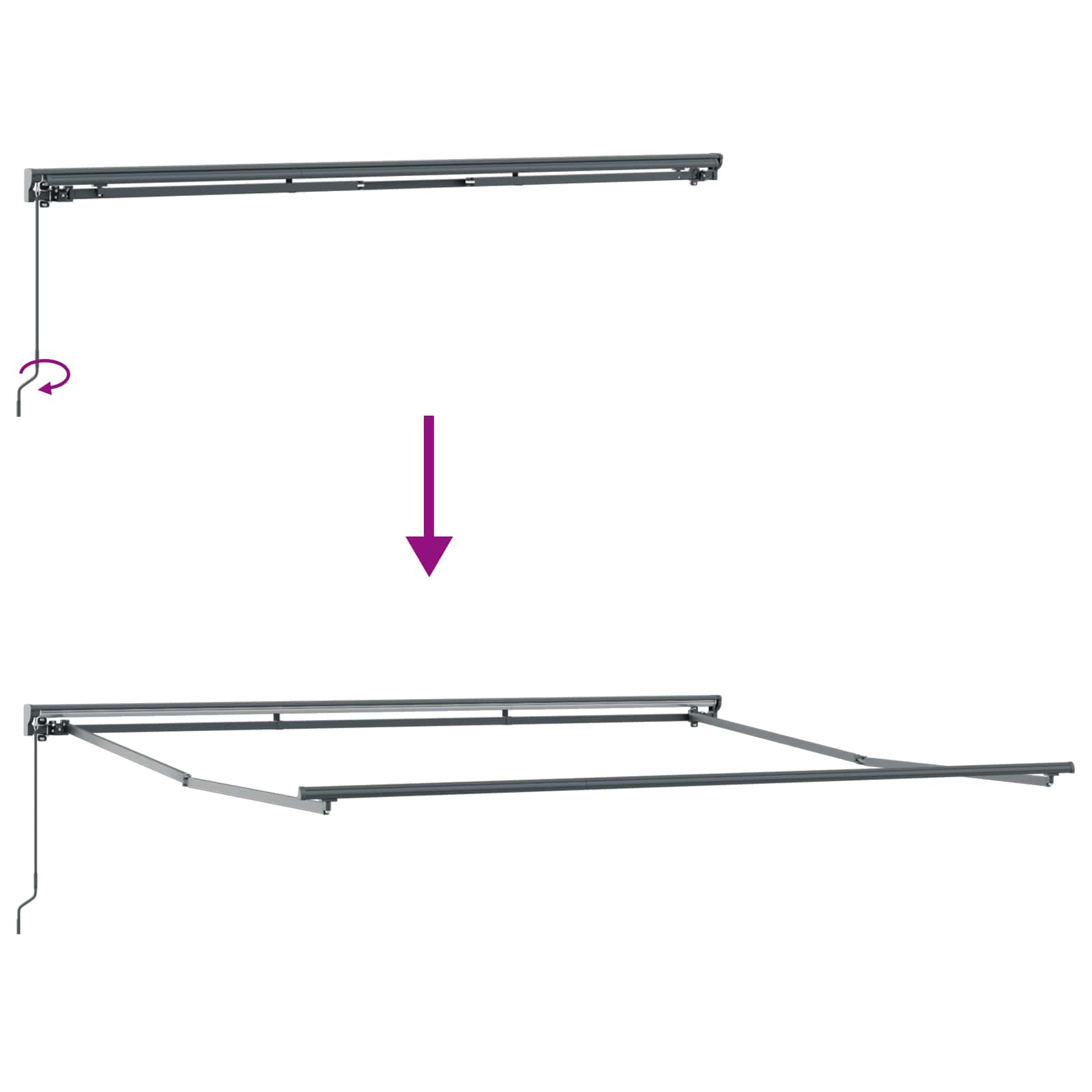 vidaXL Rama markizy Żółty i Biały 350 x 250 cm Poliester z powłoką PU