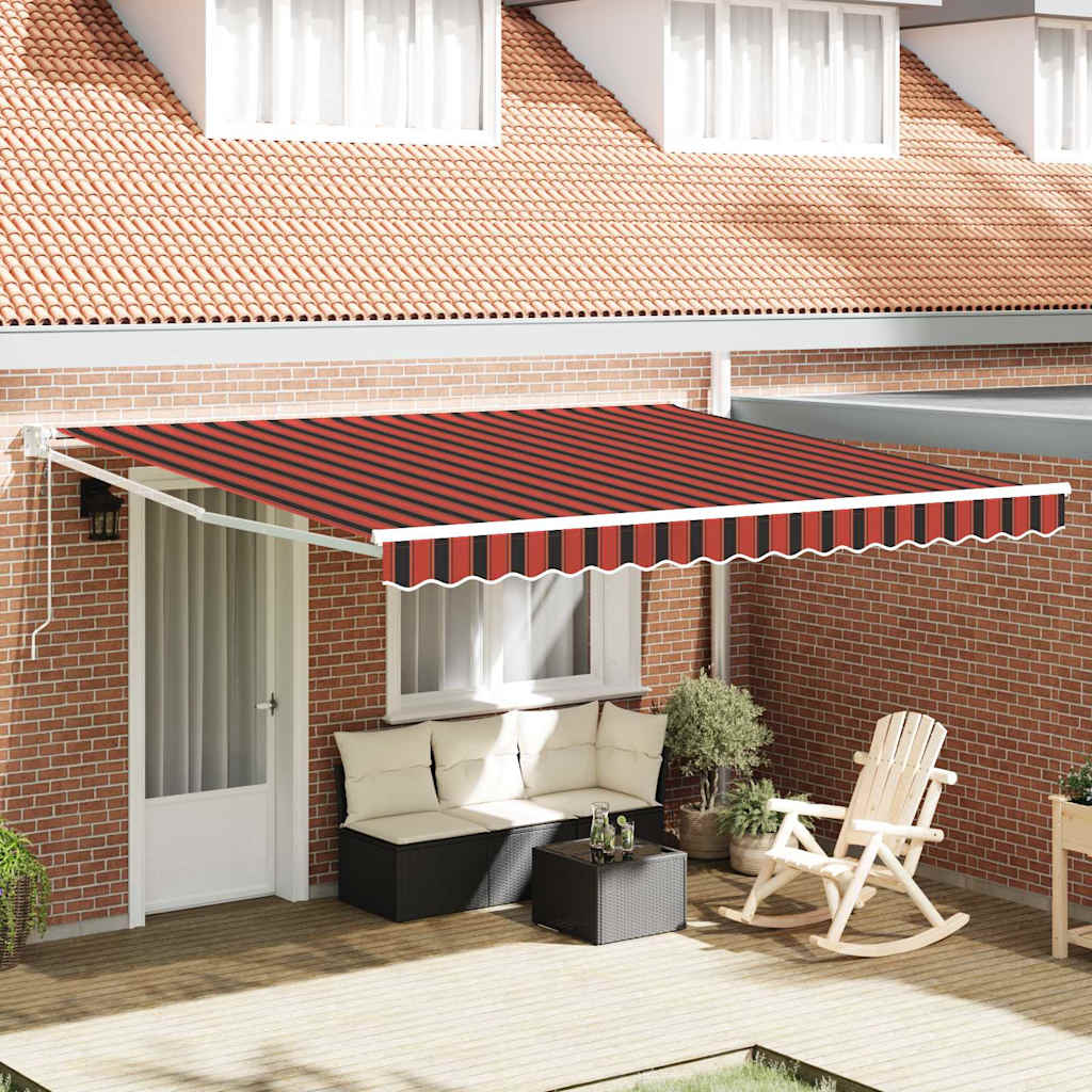 vidaXL Markiza wysuwana Czerwony i Czarny 350 x 250 cm