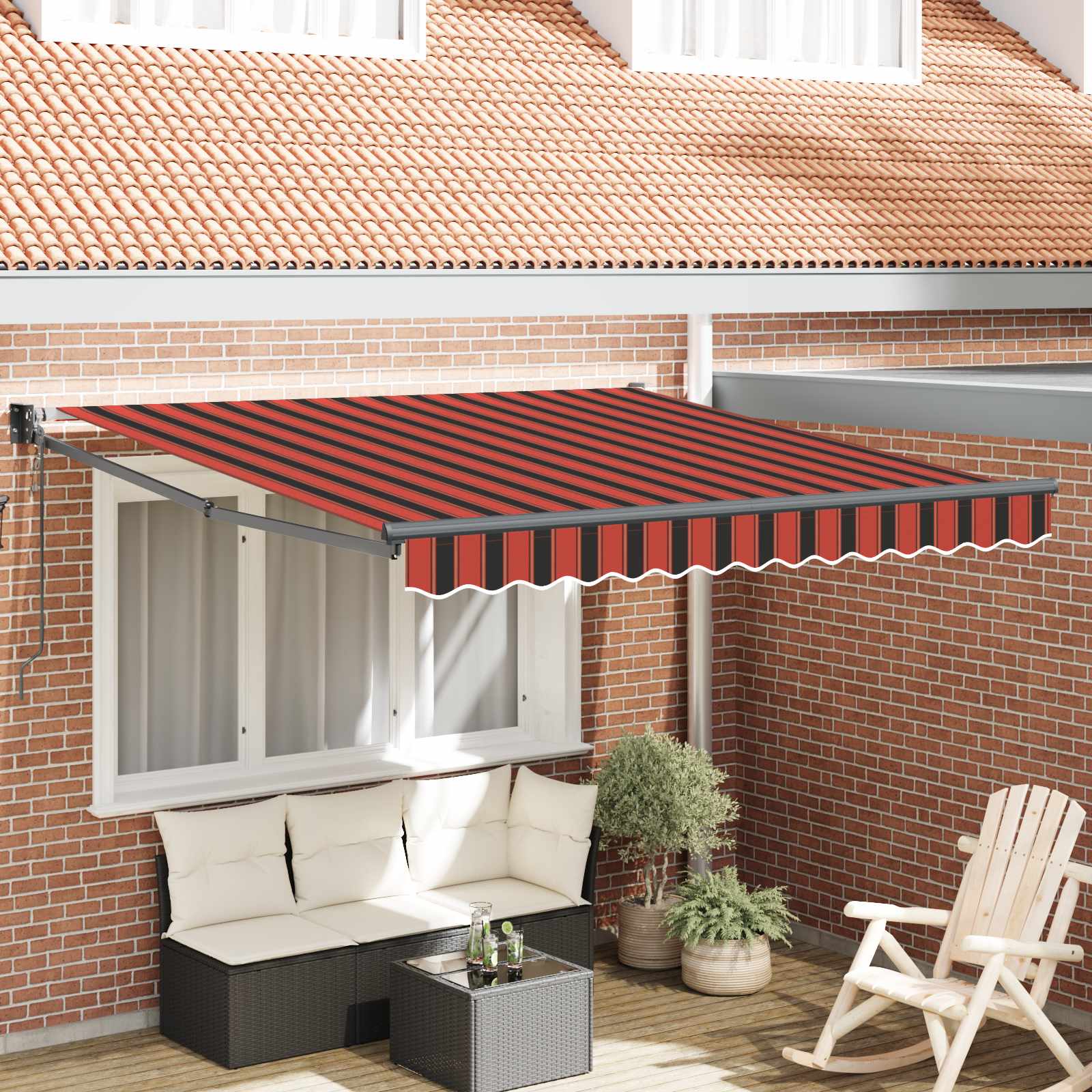vidaXL Markiza Czerwony i Czarny 350 x 250 x 165 cm Poliester