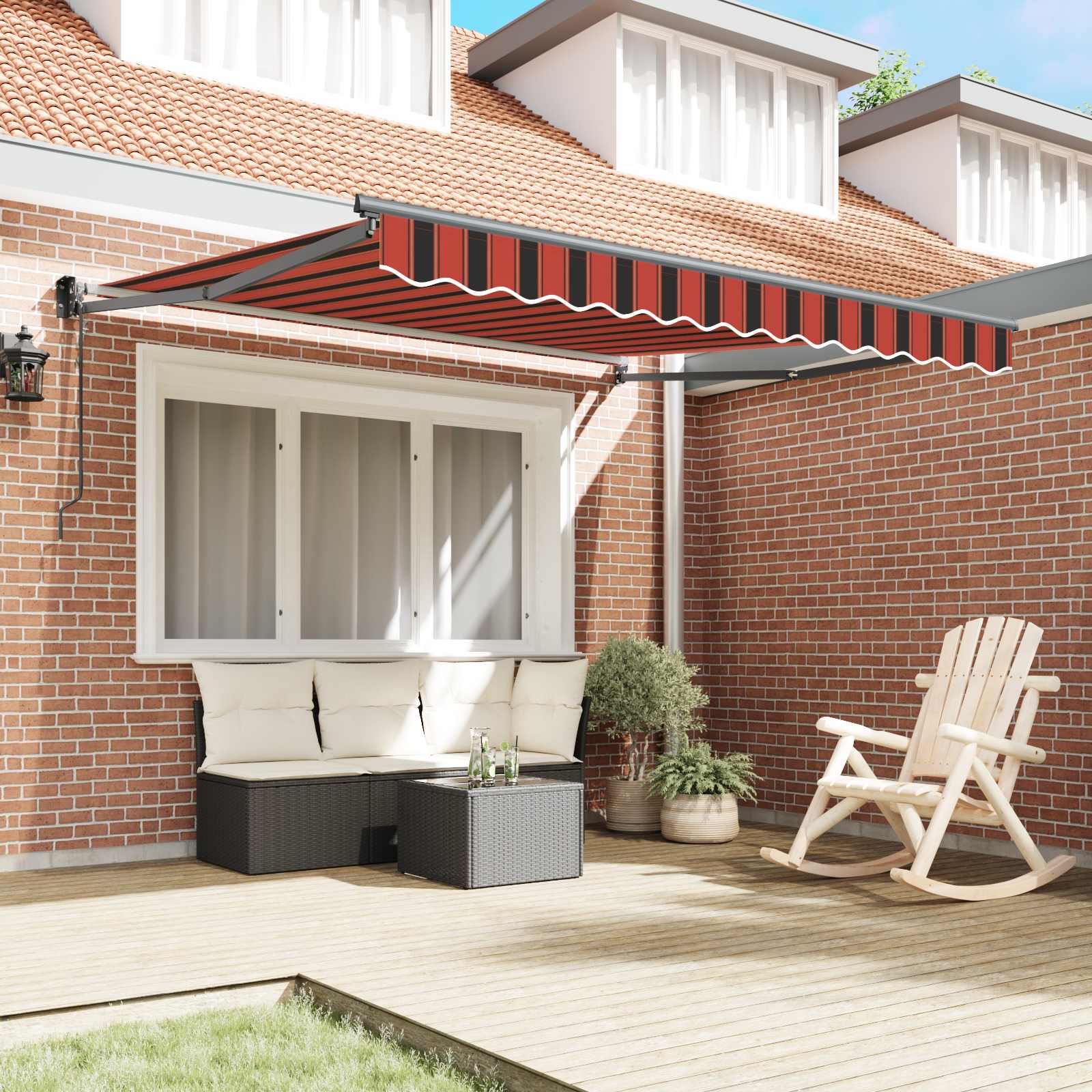 vidaXL Markiza Czerwony i Czarny 350 x 250 x 165 cm Poliester