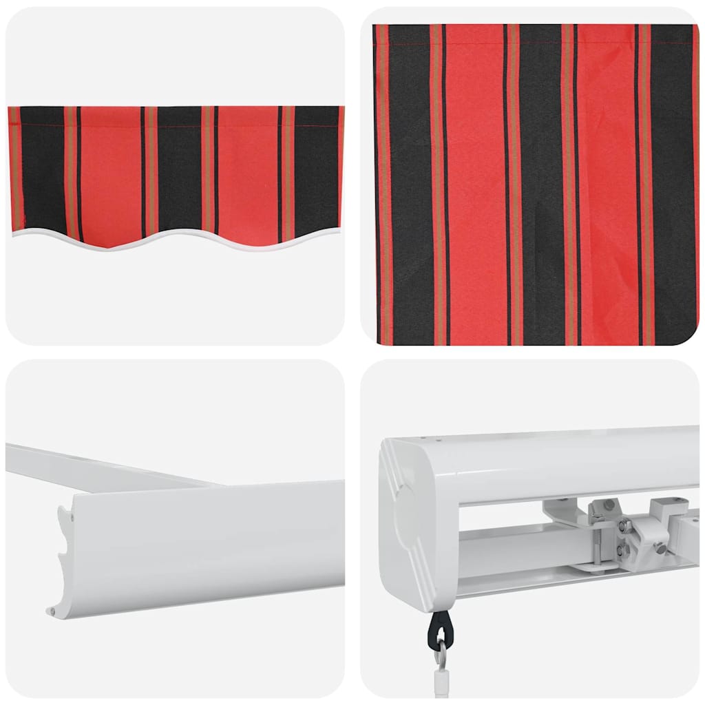 vidaXL Markiza wysuwana Czerwony i Czarny 350 x 250 cm