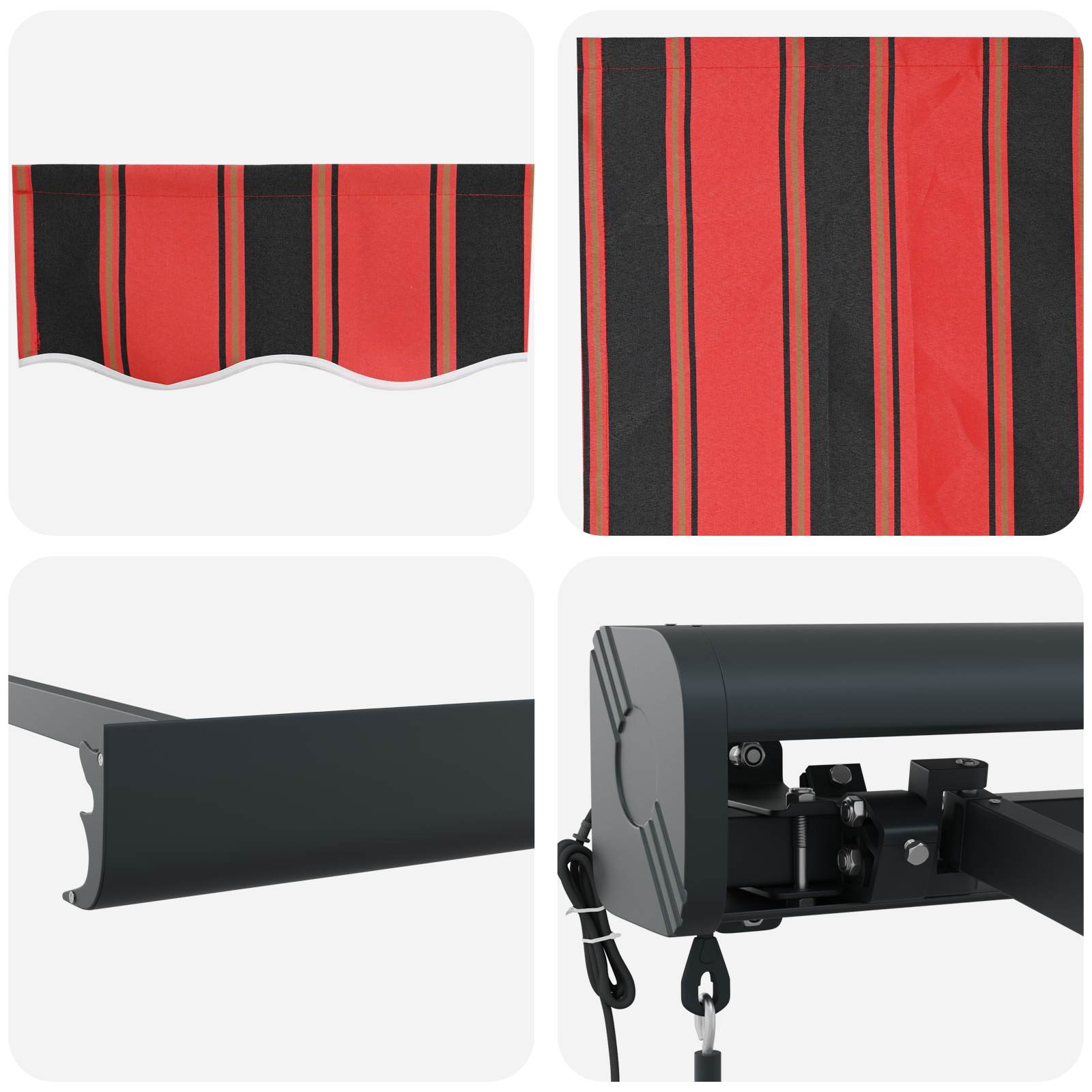 vidaXL Markiza Czerwony i Czarny 350 x 250 x 165 cm