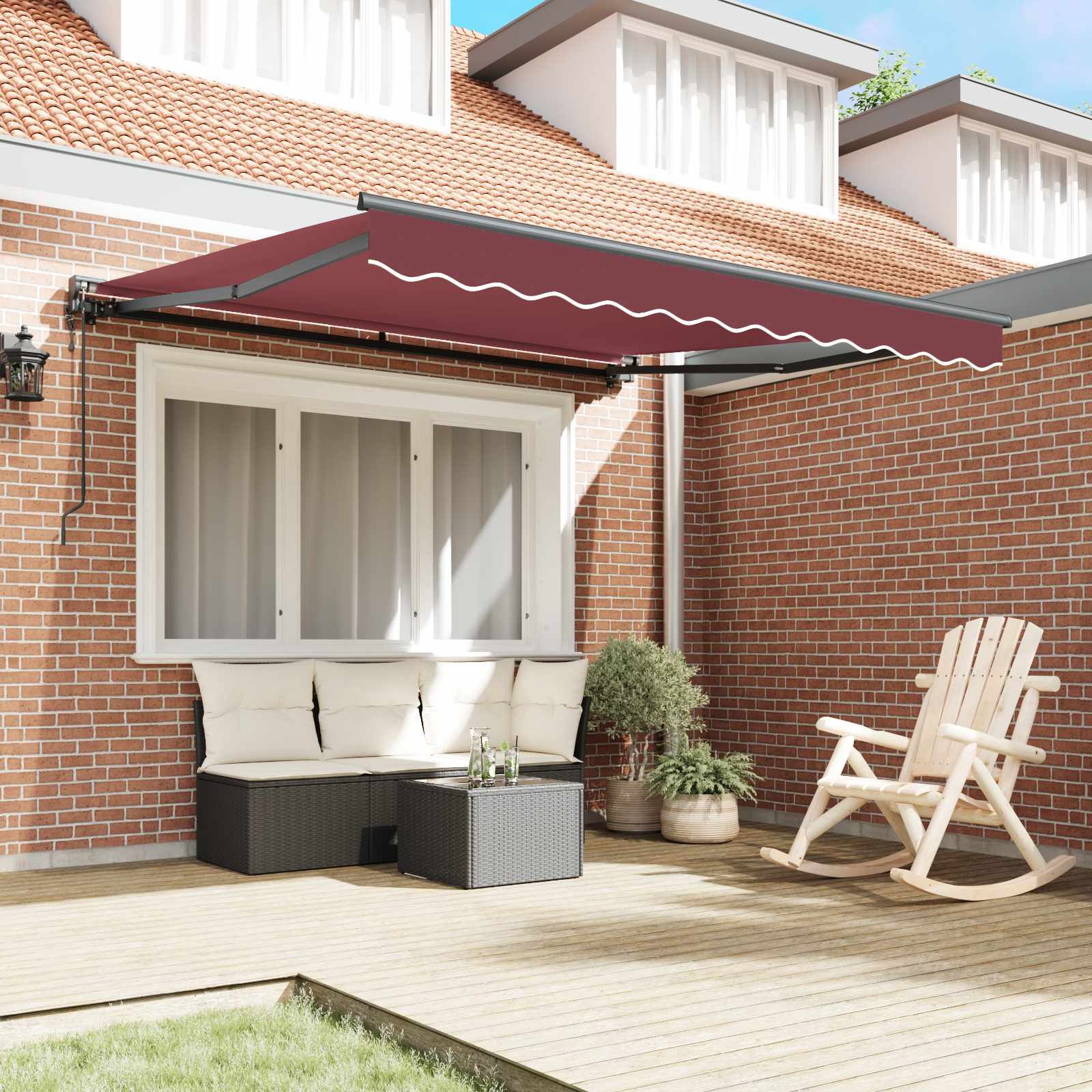 vidaXL Rama markizy bordowy 350 x 250 cm Poliester z powłoką PU