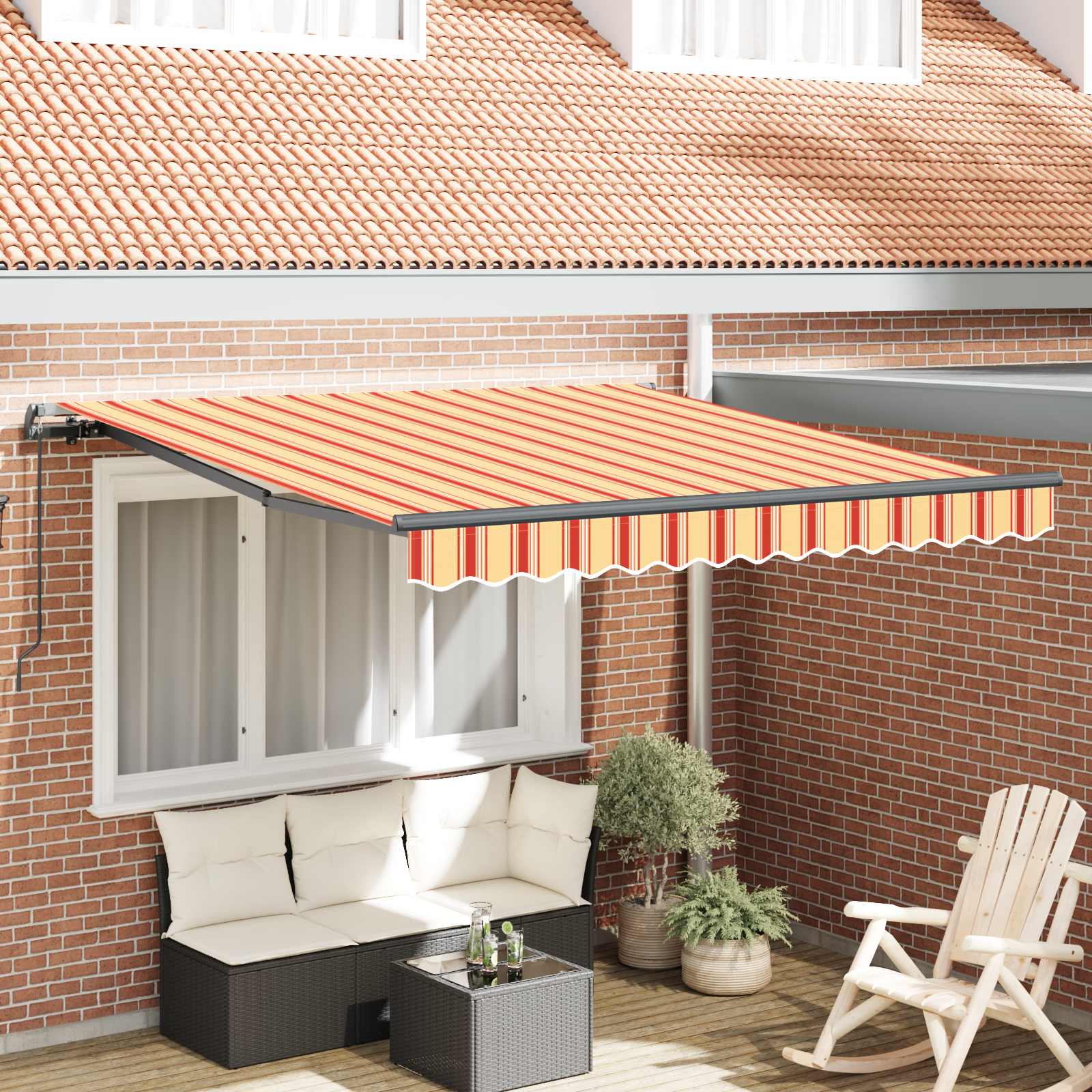 vidaXL Markiza wysuwana Żółty i pomarańczowy 350 x 250 cm