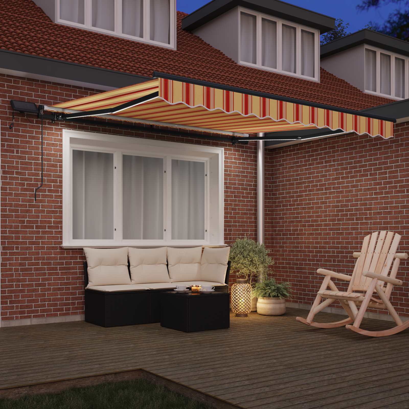 vidaXL Markiza wysuwana Żółty i pomarańczowy 350 x 250 cm