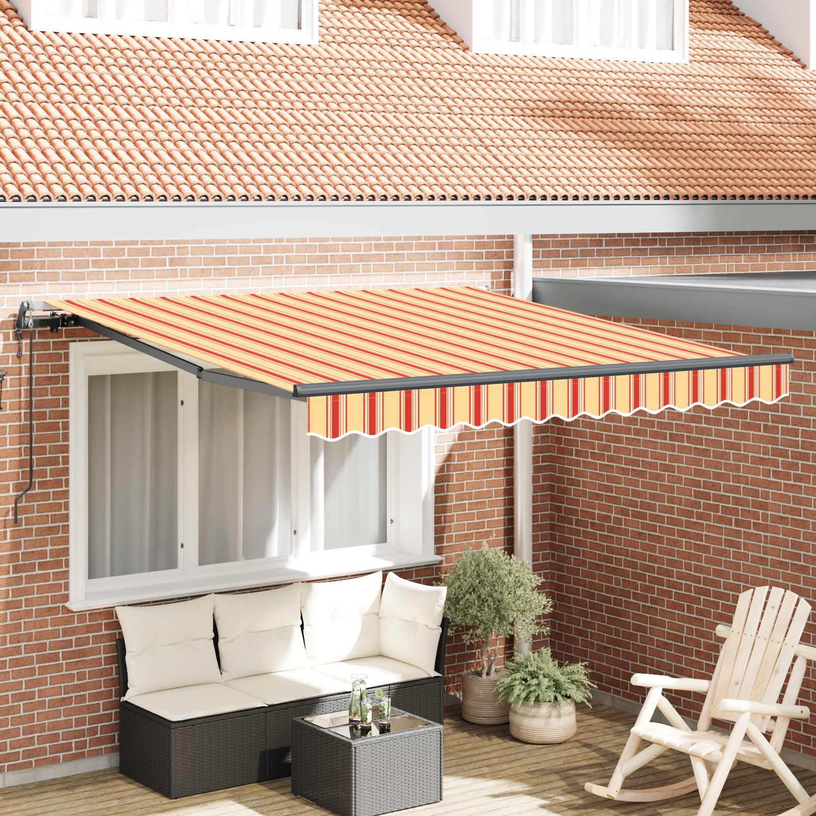 vidaXL Markiza wysuwana Żółty i pomarańczowy 350 x 250 cm