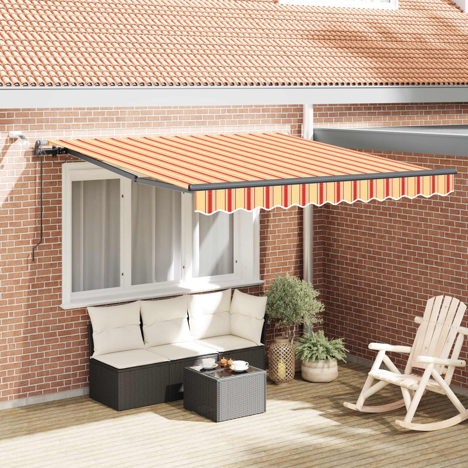 vidaXL Tkanina Zadaszenia Żółty i pomarańczowy 350 x 250 cm Poliester