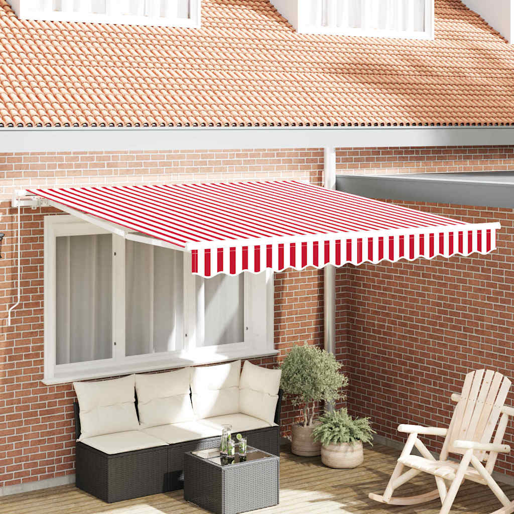 vidaXL Markiza wysuwana czerwony 350 x 250 cm Poliester i aluminium