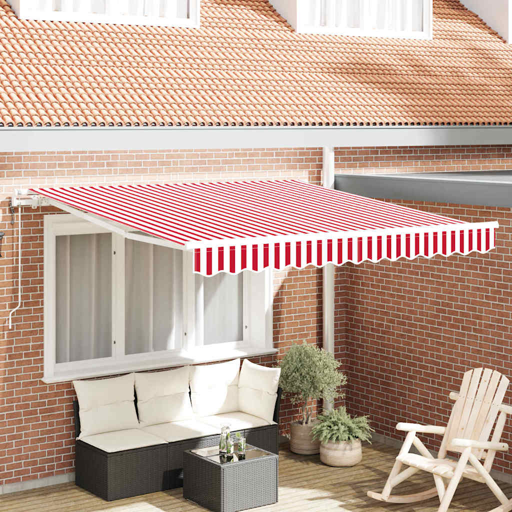 vidaXL Markiza wysuwana Czerwony i Biały 350 x 250 cm