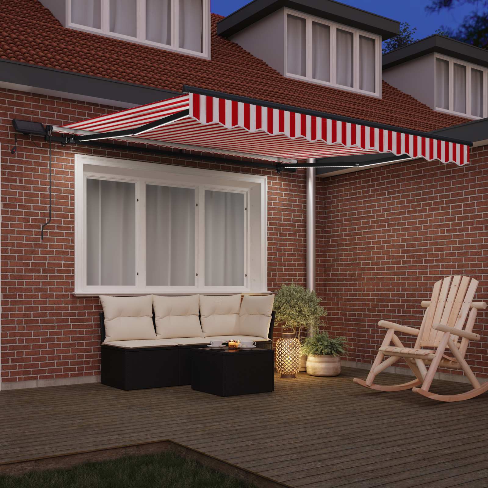 vidaXL Markiza wysuwana Czerwony i Biały 350 x 250 cm