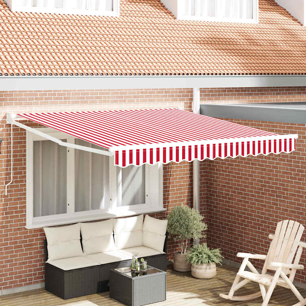 vidaXL Markiza zwijana Czerwony i Biały 350 x 250 cm