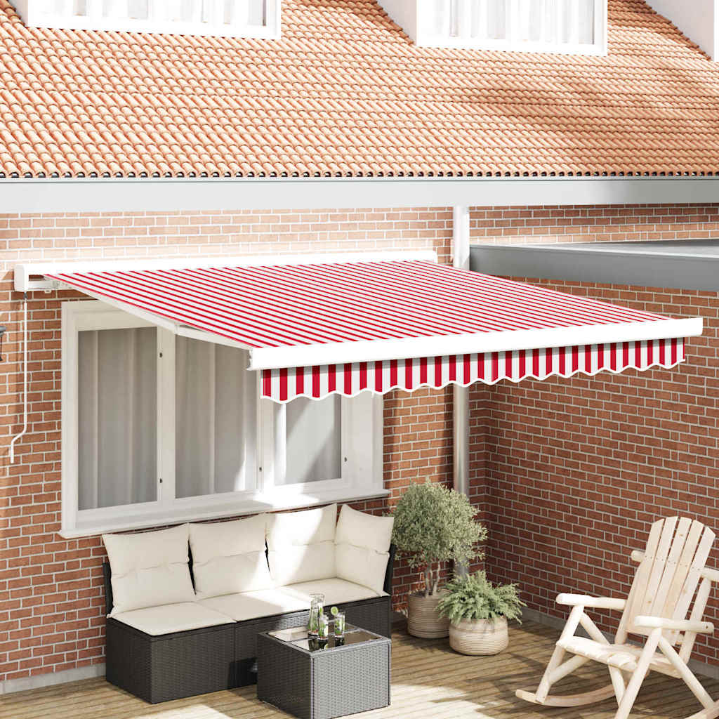 vidaXL Markiza wysuwana Czerwony i Biały 350 x 250 cm