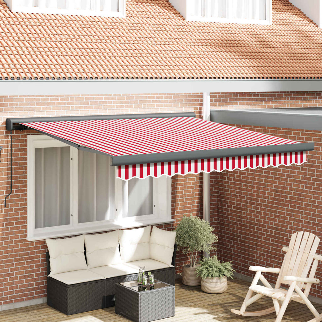 vidaXL Markiza wysuwana Czerwony i Biały 350 x 250 cm