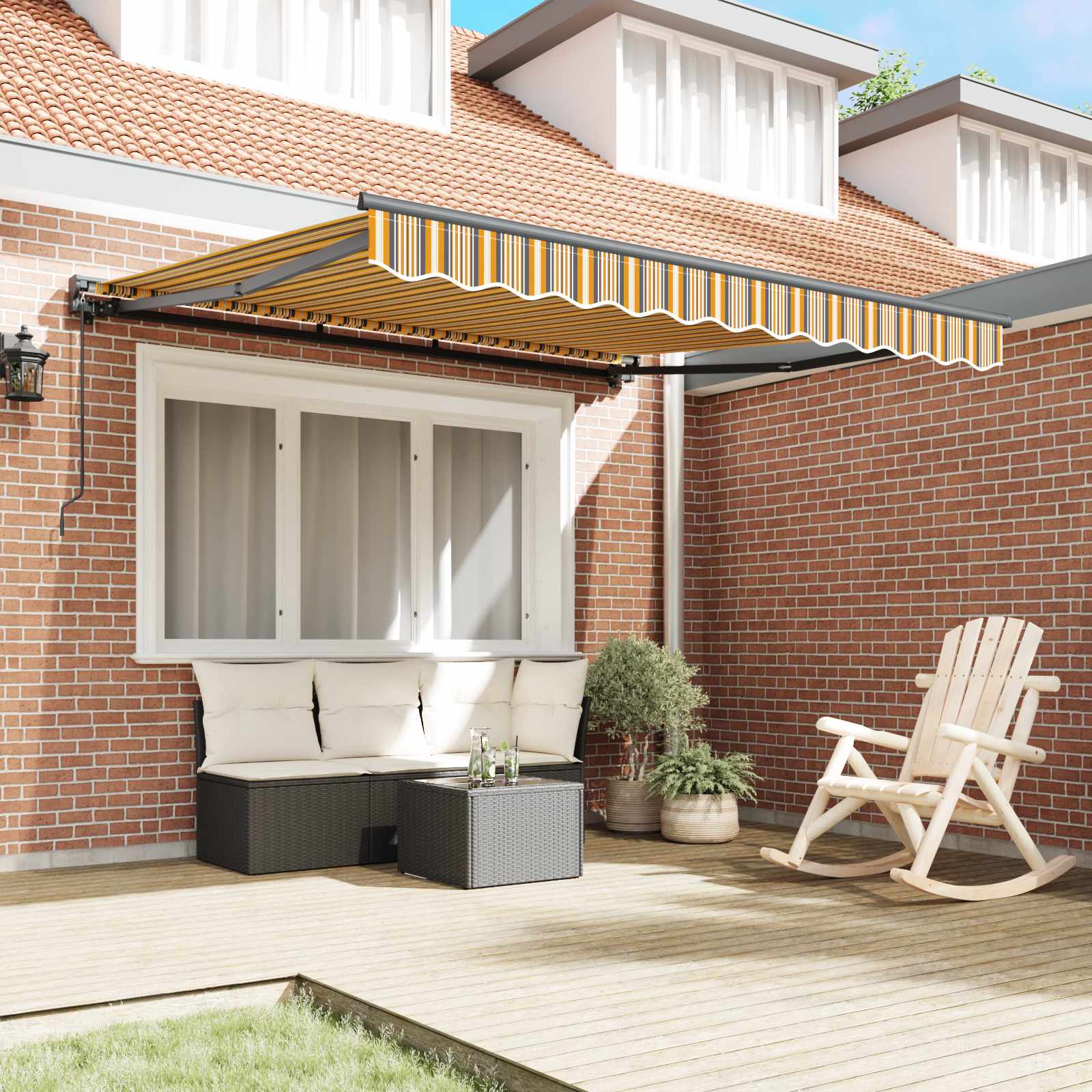 vidaXL Rama markizy Żółty i Szary 350 x 250 cm Poliester z powłoką PU
